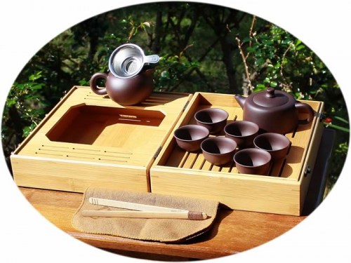 Chinese tea set yixing zisha with bamboo tea tray B